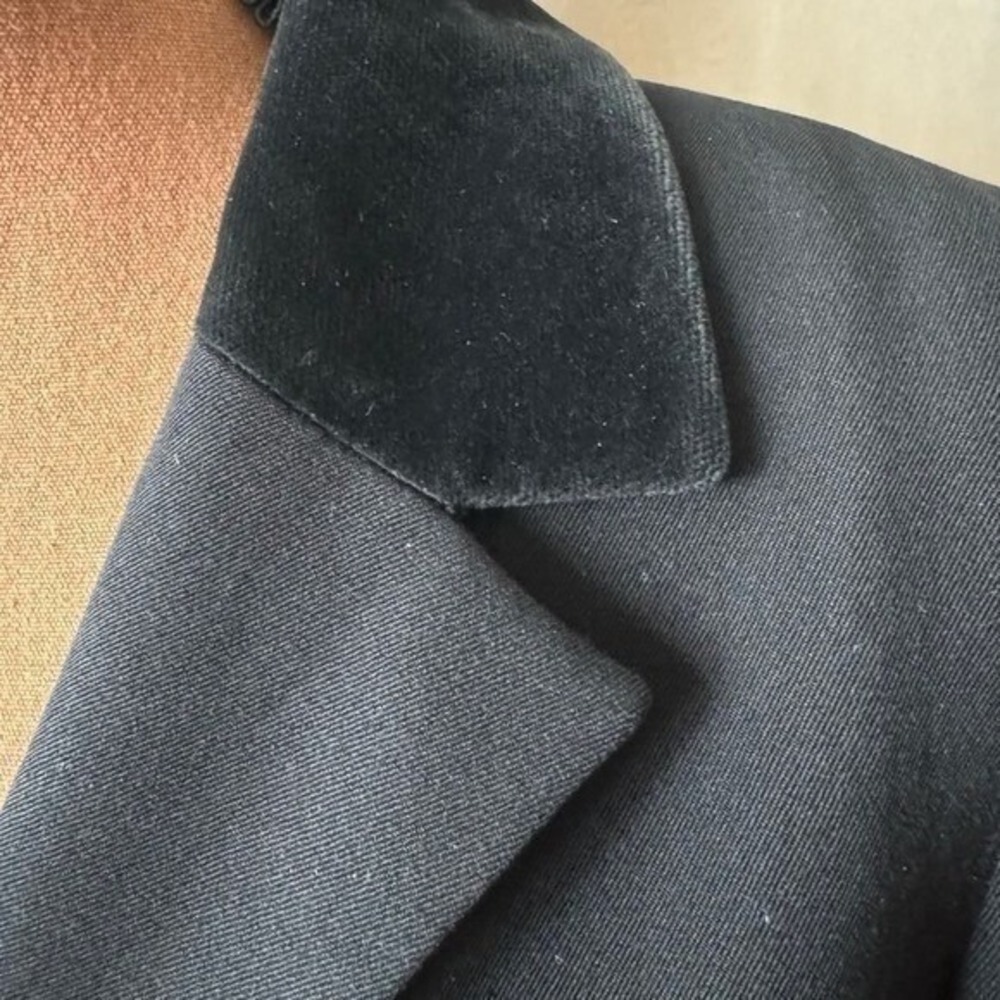 Vintage 80s Chanel Boutique Cropped Black Wool Silk Lion Head Button Blazer xs - Picture 6 of 9